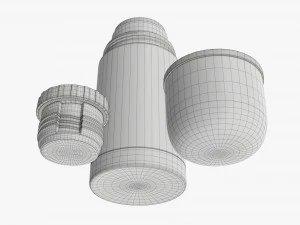 thermos with cup opened stainless steel small 3D Model