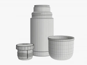 thermos with cup opened stainless steel small 3D Model