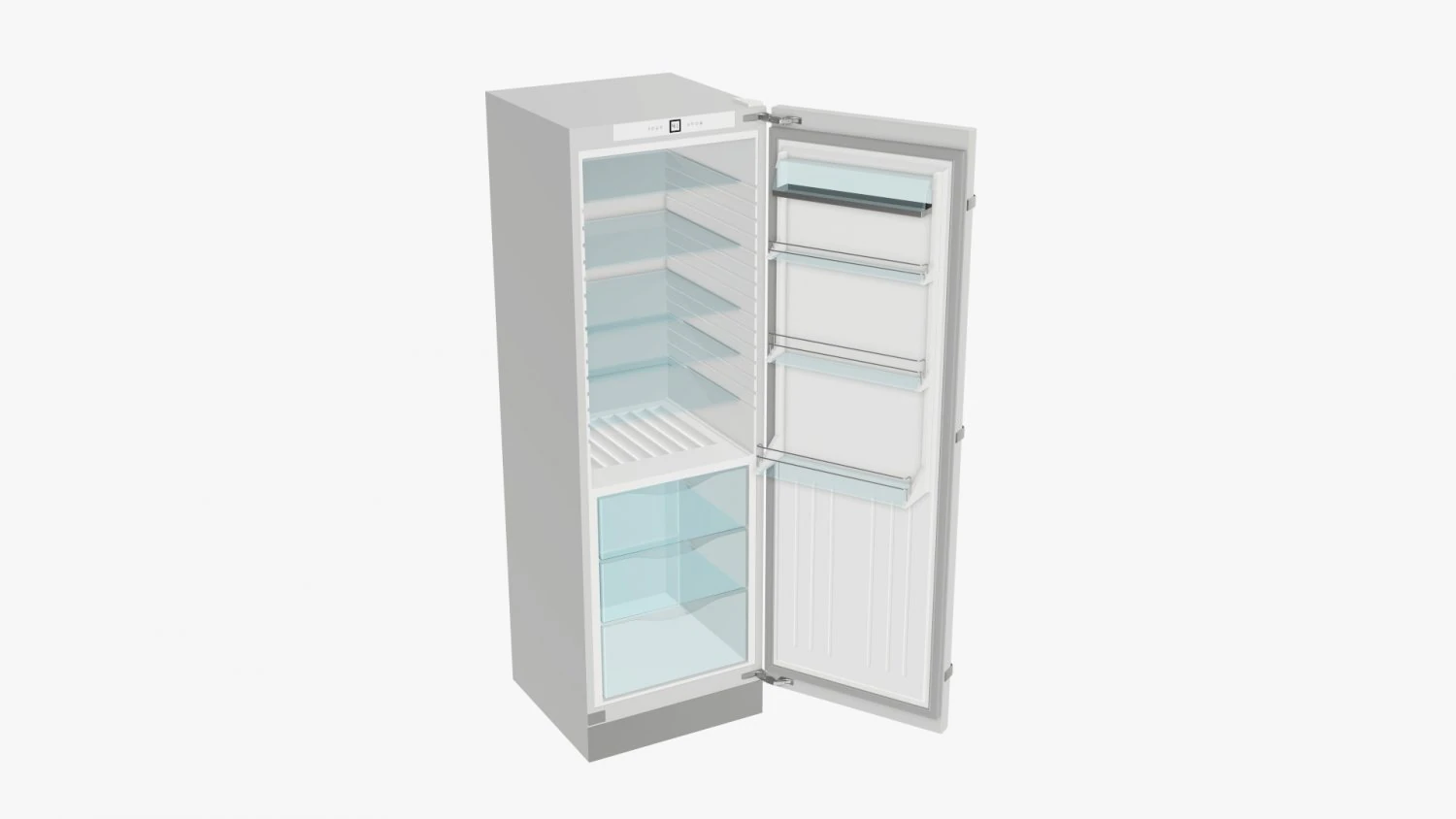 free-standing refrigerator with door opened 3D Model .c4d .max .obj .3ds .fbx .stl .blend 