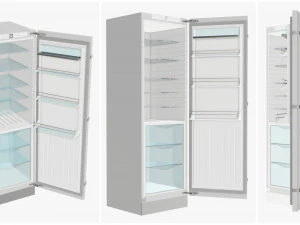 free-standing refrigerator with door opened 3D Model