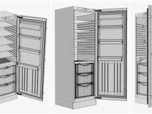 free-standing refrigerator with door opened 3D-Modell