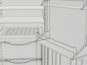 free-standing refrigerator with door opened 3D Model