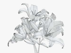 lily flowers bouquet 3D Model
