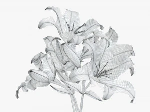 lily flowers bouquet 3D Model