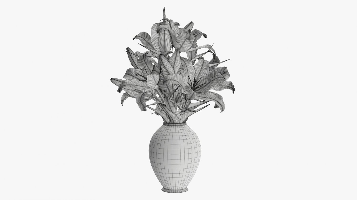 Lily Flowers Bouquet With Glass Vase 3D Модель In Цветы 3DExport