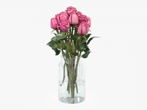 rose flowers in a glass vase Modelo 3D