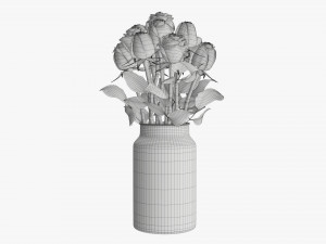rose flowers in a glass vase Model 3D
