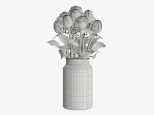 rose flowers in a glass vase 3D Model