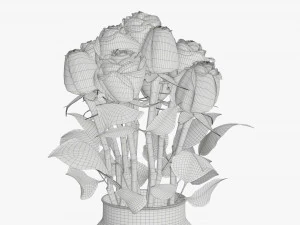 rose flowers in a glass vase 3D Model