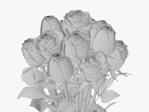 rose flowers in a glass vase Model 3D
