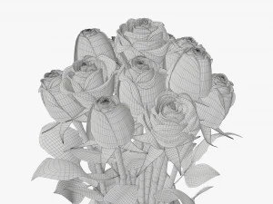 rose flowers in a glass vase 3D Model