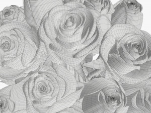 rose flowers in a glass vase Model 3D