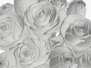 rose flowers in a glass vase 3D Model