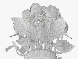 rose flowers in a glass vase 3D Model