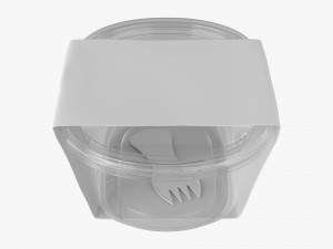 lunch box with plastic lid and fork Model 3D