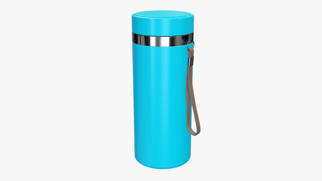 vacuum thermos bottle flask 01 blue 3D Model .c4d .max .obj .3ds .fbx .stl .blend 