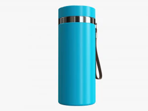 vacuum thermos bottle flask 01 blue 3D Model