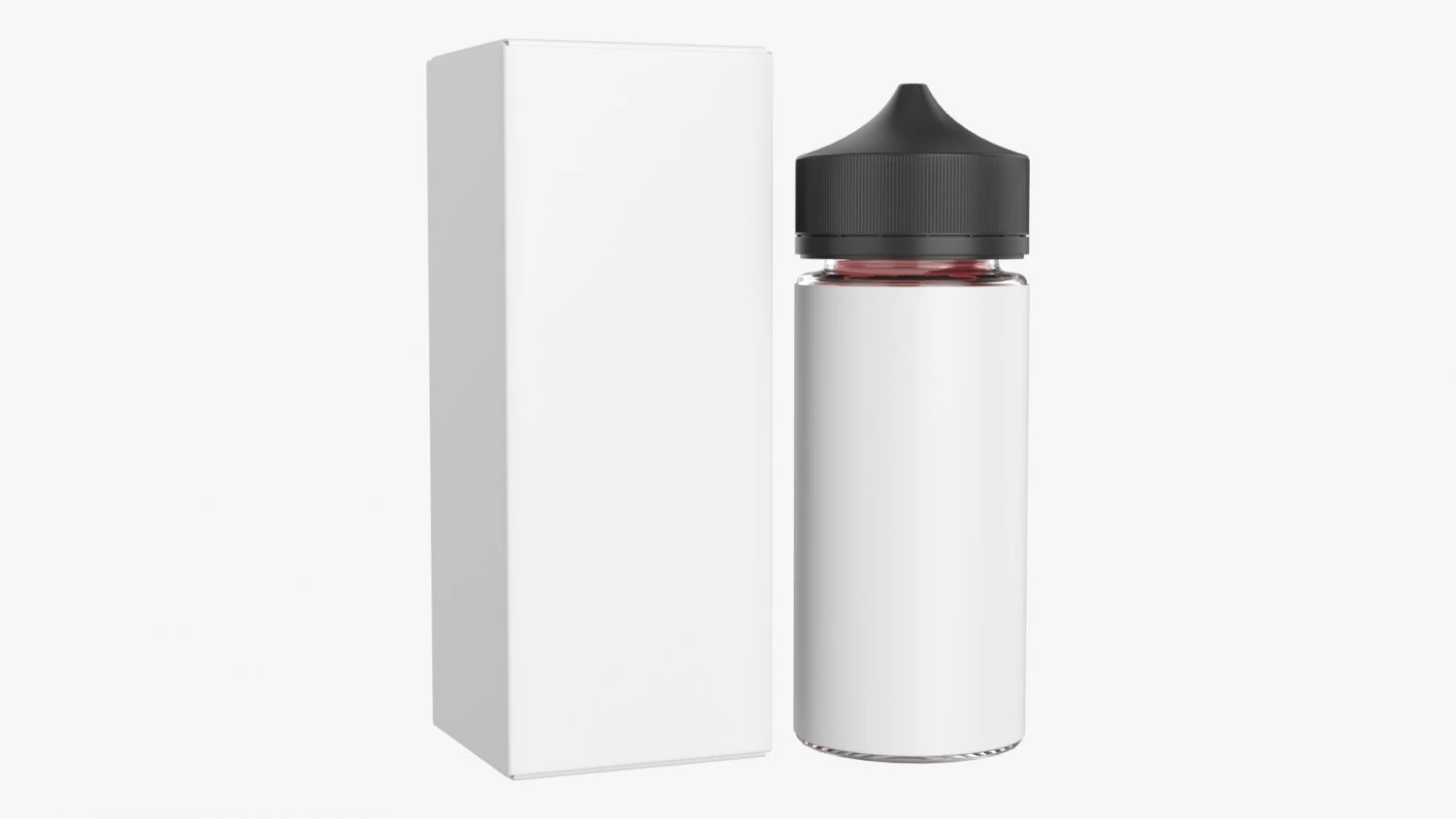 vapor liquid bottle large with box black cap 3D Model .c4d .max .obj .3ds .fbx .stl .blend