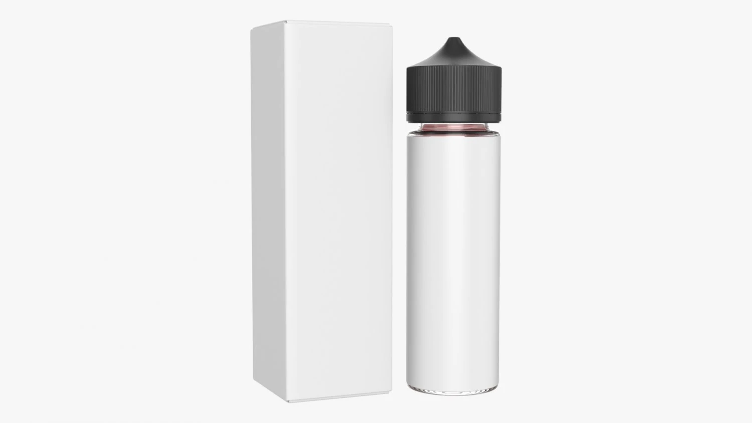 vapor liquid bottle medium with box black cap 3D Model .c4d .max .obj .3ds .fbx .stl .blend 