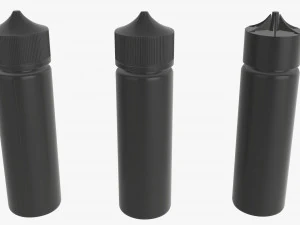 vapor liquid bottle medium with box black cap 3D Model