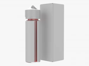 vapor liquid bottle medium with box transparent cap 3D Model