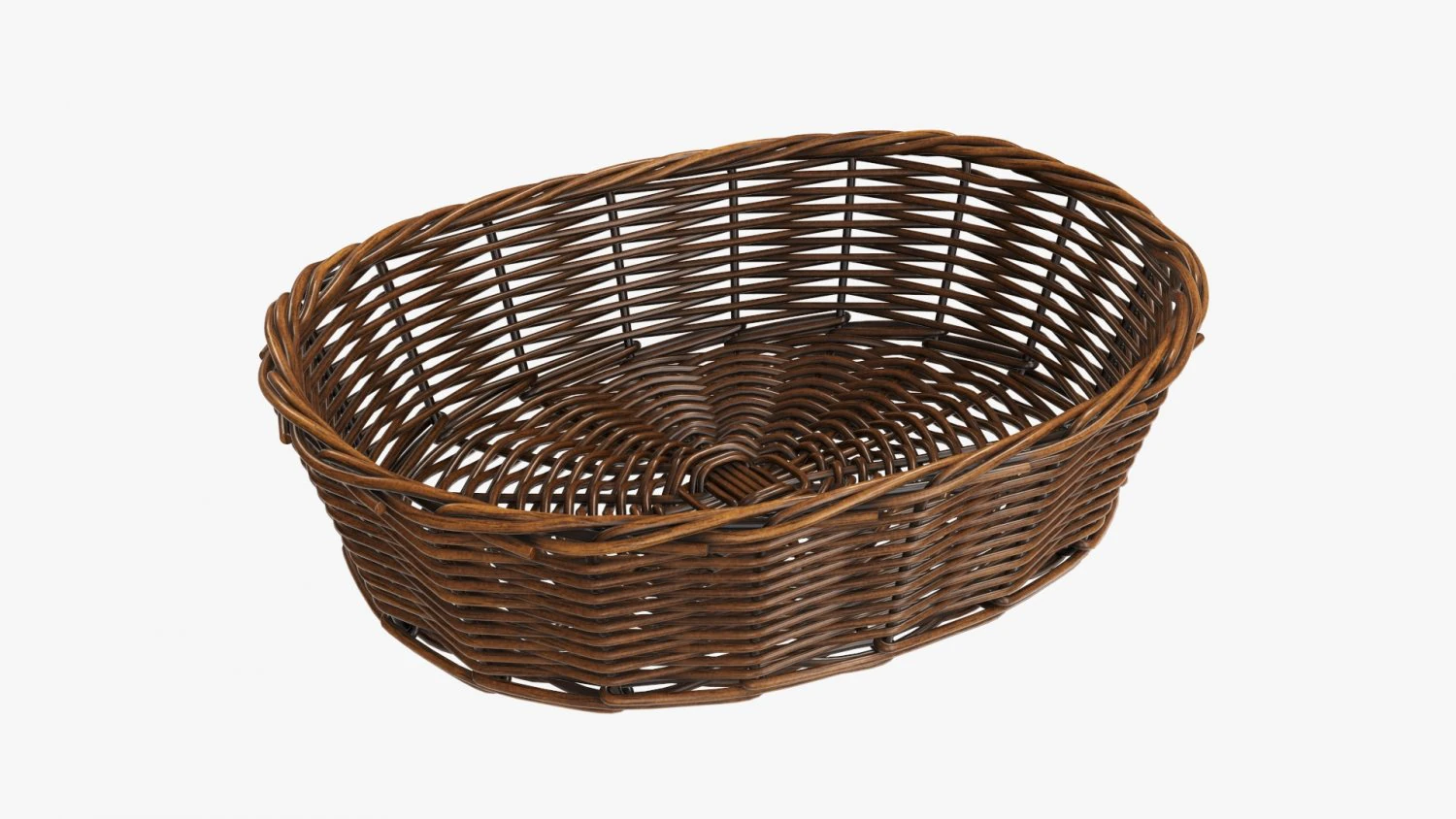 wicker basket dark brown oval 3D Model .c4d .max .obj .3ds .fbx .stl .blend