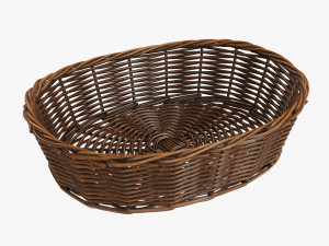 wicker basket dark brown oval Modelo 3D