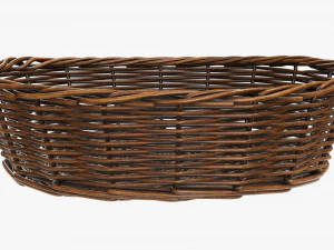 wicker basket dark brown oval 3D Model