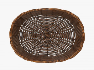wicker basket dark brown oval 3Dモデル