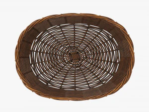 wicker basket dark brown oval 3D Model