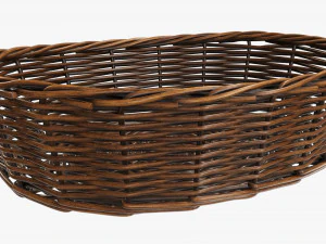 wicker basket dark brown oval 3D Model