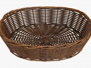 wicker basket dark brown oval 3Dモデル