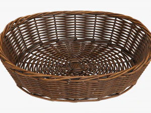 wicker basket dark brown oval 3D Model