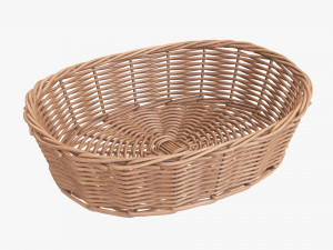 wicker basket light brown oval 3D Model