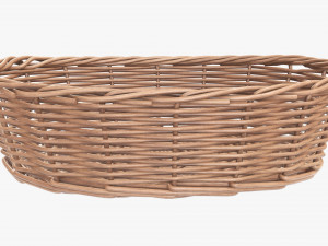 wicker basket light brown oval Model 3D