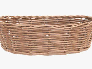 wicker basket light brown oval 3D Model