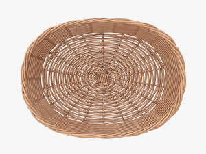 wicker basket light brown oval Model 3D