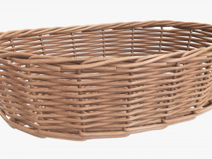 wicker basket light brown oval Model 3D
