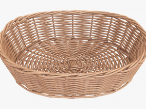wicker basket light brown oval Model 3D