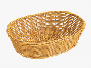 wicker basket medium brown oval 3D Model