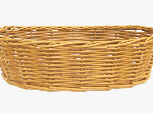 wicker basket medium brown oval 3D Model