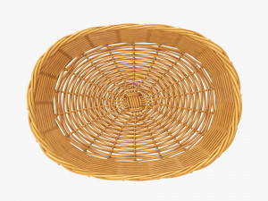 wicker basket medium brown oval Modèle 3D