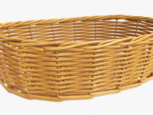 wicker basket medium brown oval 3D Model