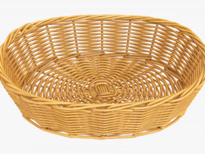 wicker basket medium brown oval 3D Model