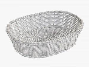 wicker basket medium brown oval 3D Model