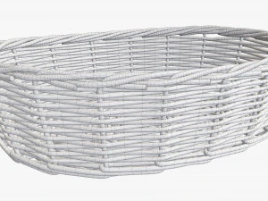 wicker basket medium brown oval 3D Model