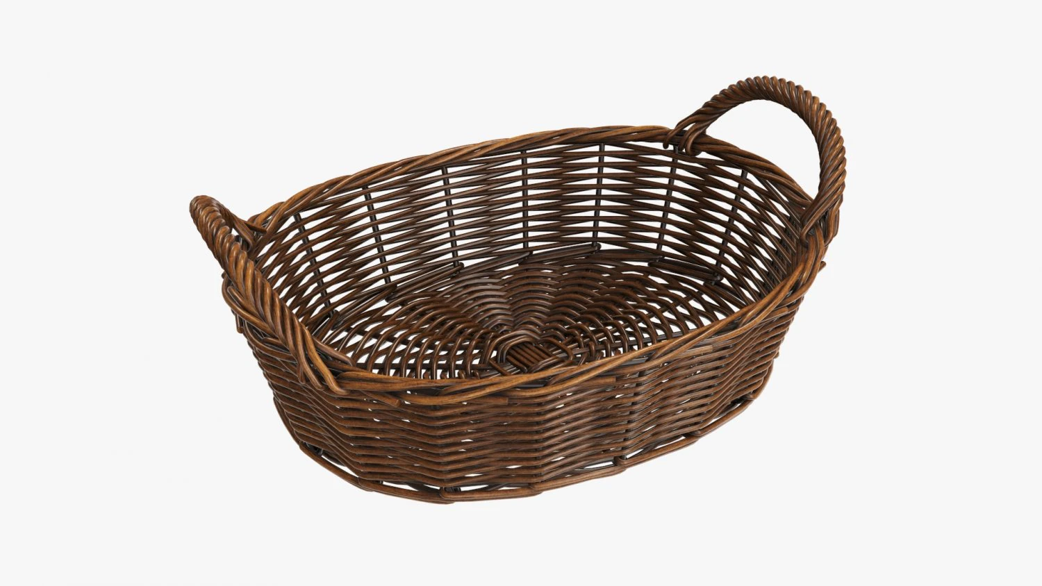 wicker basket with handles dark brown oval 3D Model .c4d .max .obj .3ds .fbx .stl .blend