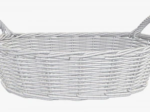 wicker basket with handles light brown oval 3D Model