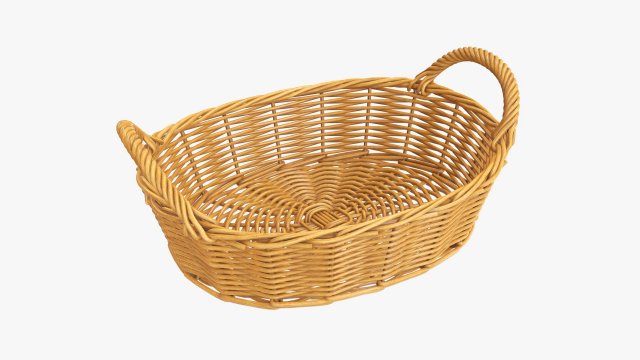 wicker basket with handles medium brown oval Modelo 3D .c4d .max .obj .3ds .fbx .stl .blend 
