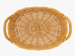 wicker basket with handles medium brown oval Modelo 3D